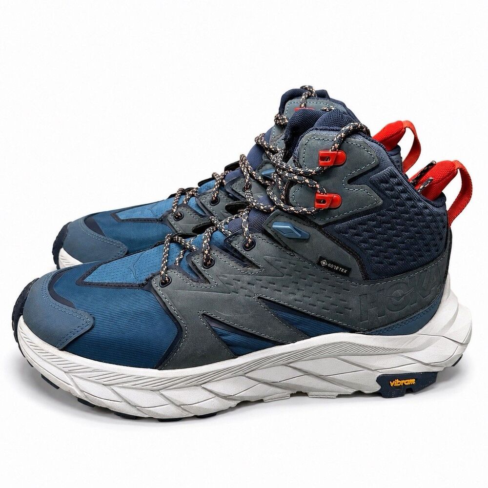 HOKA Anacapa Mid GTX Hiking Boots Women Size 10 Blue Gore-Tex Vibram Waterproof
